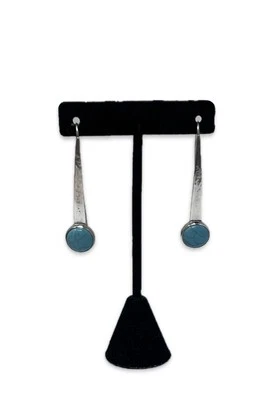 Silpada Signed Hammered Sterling Silver Turquoise Wire Dangle Earrings K1197 - Image 1 of 4