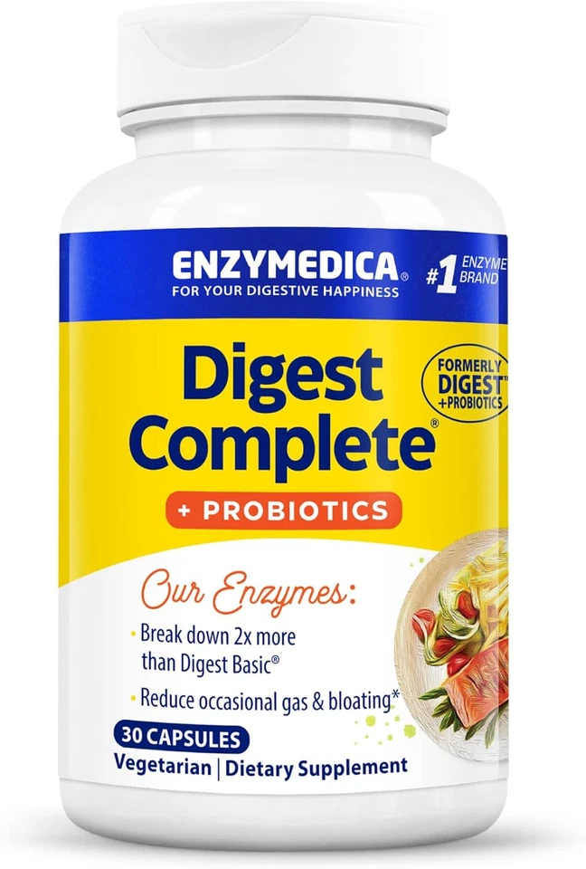 Enzymedica Digest Complete Probiotics Gentle Digestive Enzymes with 400 Mill
