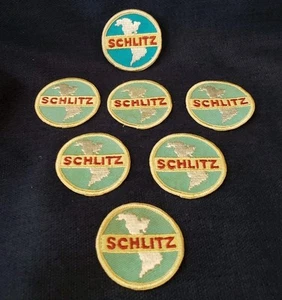 Lot of 7 Schlitz Embroidered Shirt/Jacket Patches 2" Round World Logo - Picture 1 of 2