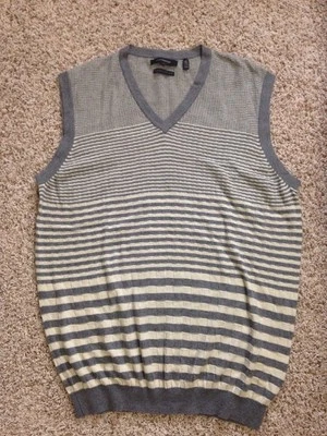 Report Collection Gray Stripe V-neck Sleeveless Vest Sweater Size XL - Image 1 of 4