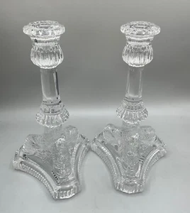 TIFFANY & CO CRYSTAL SIGNED OF KOI CANDLESTICKS SET 2 - Picture 1 of 4