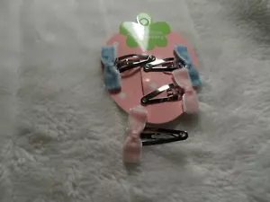 tiny pink hair clips hair slides velvet bow sets baby /girls hair clip bows set - Picture 1 of 1