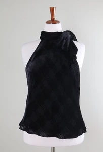 LAUREN RALPH LAUREN Vintage Silk Blend Velvet Lined Tie Neck Halter Top Size 14 - Picture 1 of 5