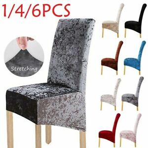 new Crushed Velvet Dining Chair Covers Stretchable Christmas Slipcover Decor