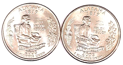 # C2603    ALABAMA  STATEHOOD  QUARTERS, P & D  from  MINT ROLLS - Image 1 of 2