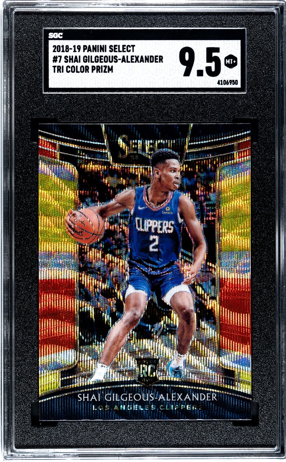 2018 SELECT Shai Gilgeous Alexander #7 CONCOURSE TRI-COLOR PRIZM RC SGC 9.5