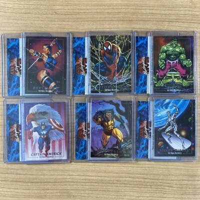 1992 Marvel Masterpieces Blue Promo Variant Card Complete Set Jusko Wolverine - Image 1 of 4