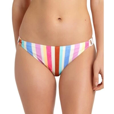 Juniors Womens L Large Bikini Bottom Striped White Swimwear California Waves - Image 1 of 4