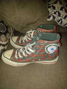 De Colección Converse All Star Top Alto Navidad Rojo/Verde Cuadros EE. UU. Para hombres 4.5 - Imagen 1 de 6
