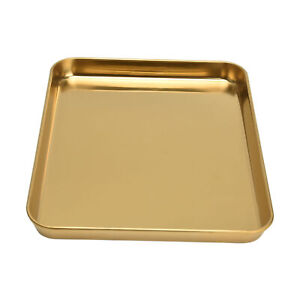 Golden TrayStainless Steel Rectangular Tray Flat Bottom Plate Restaurant