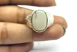 9.48 Gm Natural White Opal Gemstone Ring for Men SZE:8.75 US 925 Sterling Silver - Picture 1 of 13