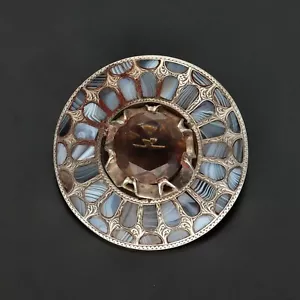 Victorian Scottish Silver and Agate Brooch - Picture 1 of 5