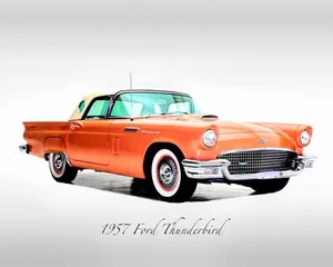 Classic Cars - 1957 Ford Thunderbird - Print - Picture 1 of 5