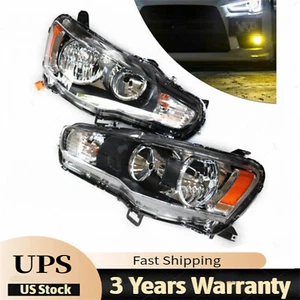 For 2008-2017 Mitsubishi Lancer EVO Headlights Black Housing Projector 1 Pair - Picture 1 of 11