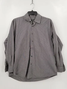 Alfani Dress Shirt Mens Adult Size XL Color Gray Long Sleeve Button Up Striped - Picture 1 of 5