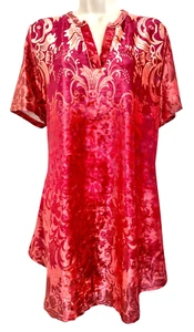 Lily By Firmiana Woman’s Sz 1XL Velvet Burnout Top Pink Purple Peach Hippie Boho - Picture 1 of 8
