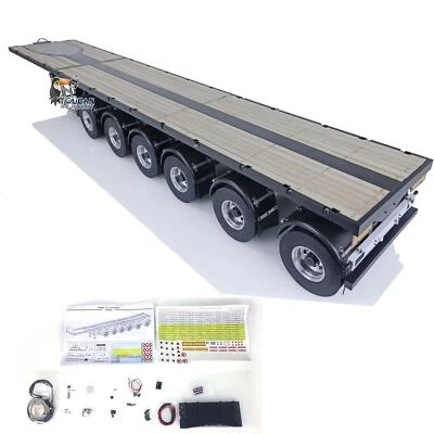 Fury Bear Metal 6Axles Flat Trailer for Tamiya RC 1/14 Tractor Truck Model Parts - Image 1 of 4
