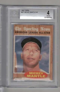 Mickey Mantle 1962 Sporting News New York Yankees BGS 4 en muy buena condición-excelente - Imagen 1 de 2