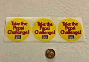 Vintage 2" Round Take The Pepsi Challenge Sticker Set Of 3 Rare NOS - Picture 1 of 2