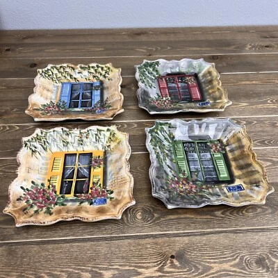 Set of 4 Tabletops Unlimited Rue de Paris Shutter 8 3/4" Square Plates - Image 1 of 4
