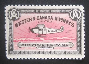 Nie scharniert 1927 frühe Luftpost Western Canada Airways CL40 ausgezeichnete Zentrierung - Bild 1 von 2