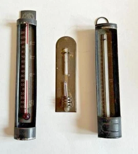 Lot Of 3 Antique Tin  Metal  Thermometers Tycos Wilder Andrew Lloyd Elec. Heat - Picture 1 of 8