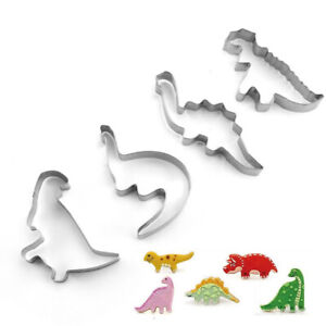 4Pcs Dinosaur Cookie Cutter Baking Mold Stainless Steel Outdoor Cooking Tools
