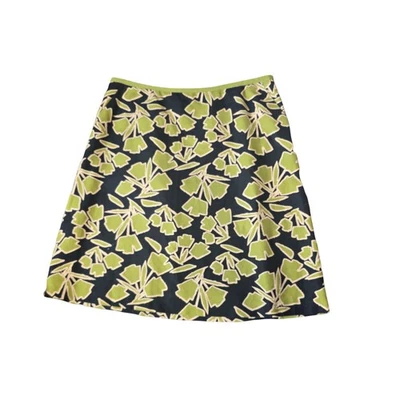 Laura Ashley Black & Green Floral Midi Skirt – Size 20 – Linen Blend Smart - Image 1 of 4