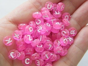 200 Fuchsia Rosa Buchstabenperlen ZUFÄLLIG Gemischt Acryl AB244 - Bild 1 von 6