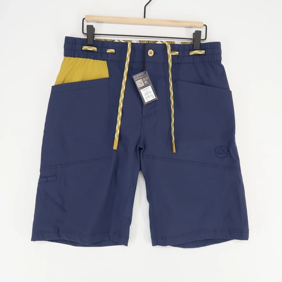 Pantalones Cortos La Sportiva Talus Para Hombre M Azul Marino Amarillo Elástico Cordón Senderismo Foto 1 de 4