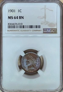 1901 1c NGC MS-64BN PROOF INDIAN CENT. VERY NICE. No Reserve! - Picture 1 of 3