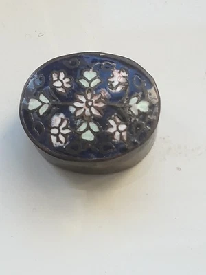 Pilulier ancien Émaillé De Fleurs - Photo 1/4