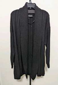 Lane Bryant Women's Plus Black Ribbed Open Knit Duster Cardigan Size 26/28 - Picture 1 of 10
