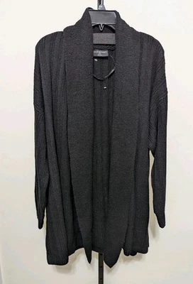 Cárdigan plumero de punto abierto acanalado negro Lane Bryant Plus para mujer talla 26/28 Foto 1 de 4
