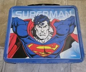 Vintage 1998 DC Comics Superman Thermos Brand Tin Lunchbox - Picture 1 of 11