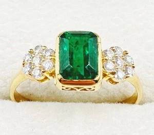 LUXUS Damen Ring Smaragd,Brillant Diamanten,Echtes 750 Gelbgold 18Karat,Neu ((( - Bild 1 von 12