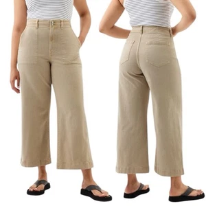 Gap High Rise Wide Leg Crop Jeans Beige Tan Women Size 2/26R - Picture 1 of 9