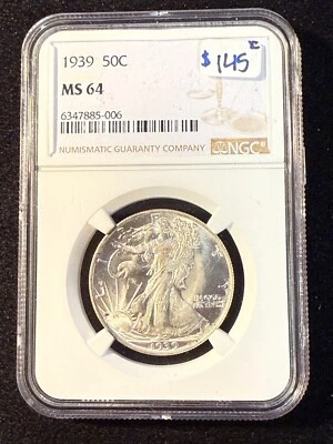 1939 WALKING LIBERTY HALF DOLLAR NGC MS 64 - Image 1 of 4