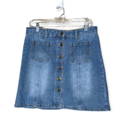 EARL JEANS Denim Mini Skirt Button Down 8 - Image 1 of 4