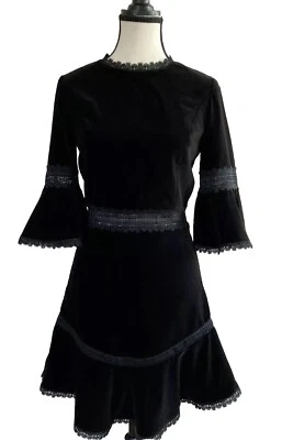 VESTIDO DE TERCIOPELO NEGRO TROMPETA ALICIA + OLIVIA DOLORIS MUJER TALLA 0 Foto 1 de 4