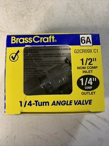 BrassCraft Outlet 1/4 TurnAngle Valve 1/2" Inlet x 1/4 Outlet G2CR9X C1 - Bild 1 von 3