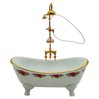 Dollhouse Furniture Reutter Porzellan Germany Bathtub With Shower Head NEW RARE - Image 1 of 4