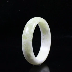 60 mm Chinesisch 100 % Natur Neu Weiß Grün Xiuyu Jade Edelsteine Armreif Armband J7610 - Bild 1 von 10