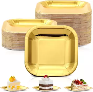 100 Pack 7 Inch Paper Plates Appetizer Square Plates Disposable Cake Plates Disp - Picture 1 of 7