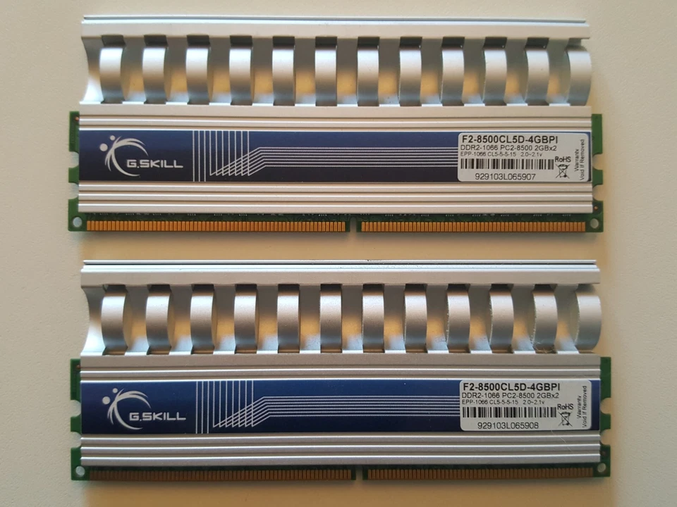 G.SKILL PI π 4GB KIT 2 x 2GB DDR2 PC2-8500 1066MHz F2-8500CL5D-4GBPI CL5-5-5-15 - Photo 1/1