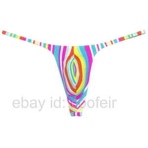 Men's Vibrant Colorful G-string Underwear Narrow Waist T-back Slim Pouch Tangas - Picture 1 of 73