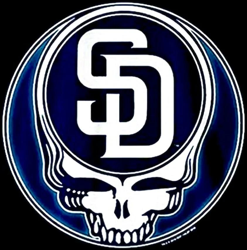 (3) San Diego Padres Grateful Dead Stealie Skull Vinyl Stickers 3x3 Decals - Image 1 of 1