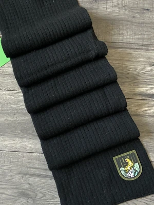 KENZO Negro Costilla Gruesa Punto Astracán Bufanda Logo Insignia Venta BNWT - Imagen 1 de 4