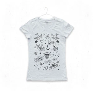 MAGLIETTA TATUAGGI maglia donna ancora diamante star TATTOO ELEMENT T-SHIRT GIRL - Picture 1 of 9
