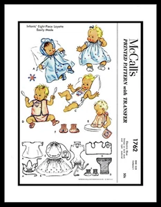 McCall's #1762 Lagenlook Taufe Schnittmuster Kleinkind Kleid Schlupfmütze Mütze Latz  - Bild 1 von 5